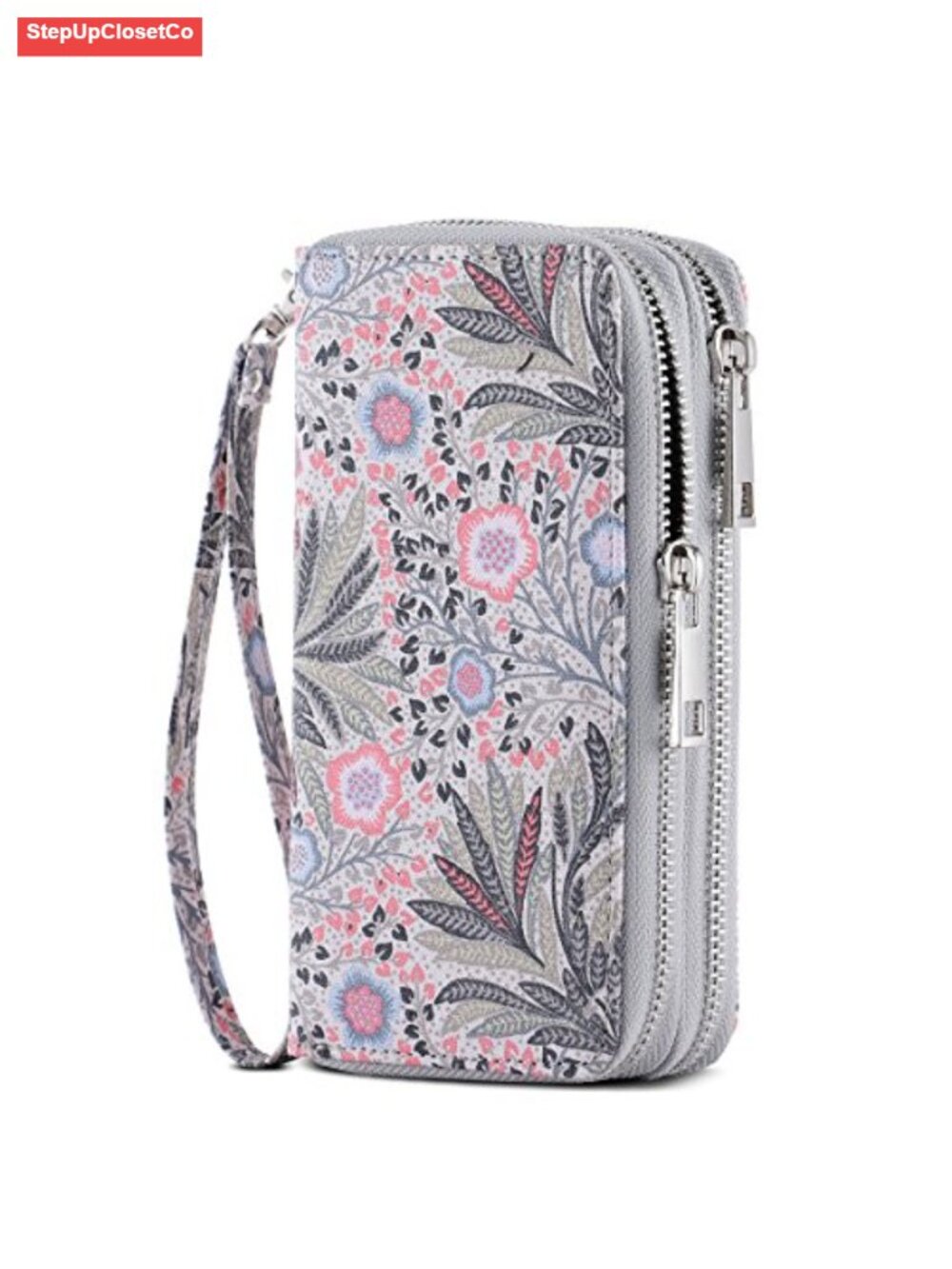 Double Zipper Wallet for Women Clutch Purse with Cell Phone Holder for